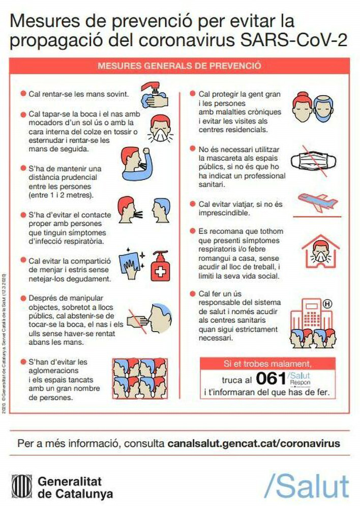 Recomanacions de Cat Salut per combatre el virus de la COVID