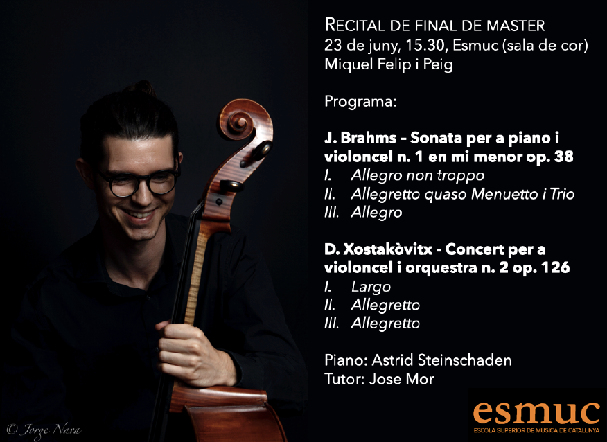 Cartell Miquel Felip Esmuc Violoncel