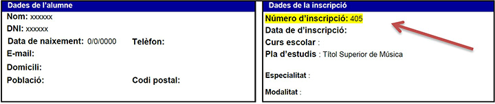 Dades Inscripció Pda